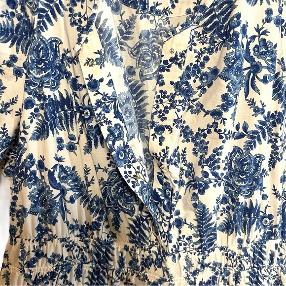 Anthropologie 1X somerset maxi dress toile French blue floral print cottagecore